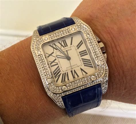 cartier santos 100 ladies diamond|cartier santos diamond bezels.